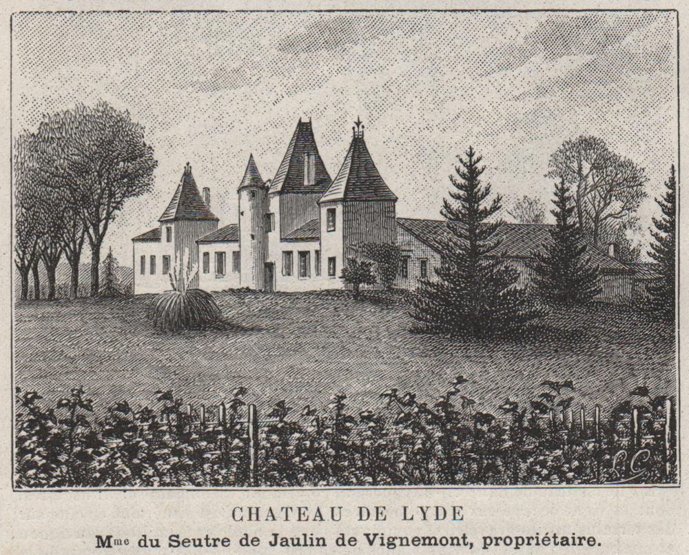 ENTRE-DEUX-MERS. BAURECH. Chateau de Lyde. Vignemont. Bordeaux. SMALL 1908